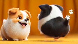 щенки-шарики смешно танцуют