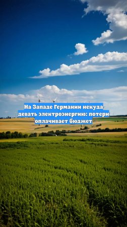 На Западе Германии некуда девать электроэнергию: потери оплачивает бюджет