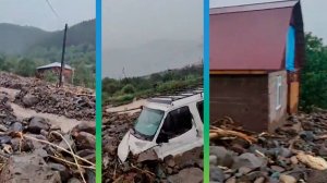 Сель сошел на грузинский посёлок Адигени. Дома и загоны для скота завалены грязью и камнями