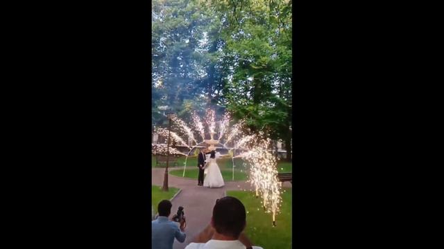 Арка из холодных фонтанов на свадьбе 2025. Пиротехническое шоу СПб. смотреть онлайн