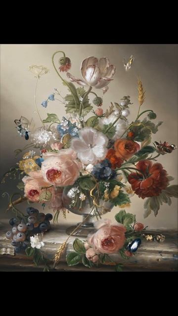 Ожившая картина Хайдегарда Швамбергера «Натюрморт с цветами» смотреть онлайн