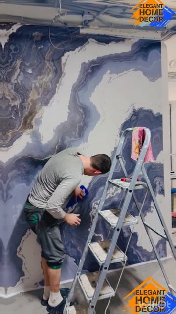 Бесшовная антивандальная фреска на материале с ручным нанесением штукатурки «Лазурь Серебро»