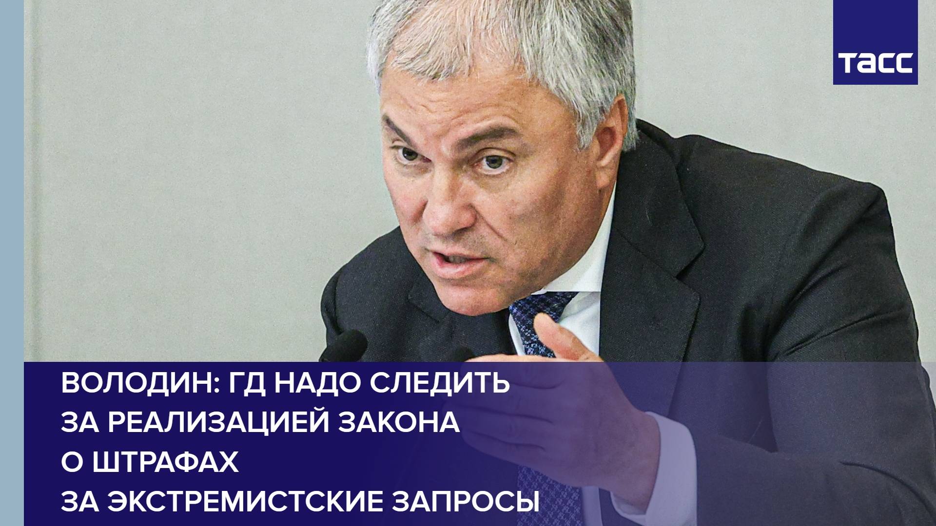 Володин: ГД надо следить за реализацией закона о штрафах за экстремистские запросы