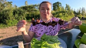 Съездили на речку, пожарили шашлык. Мукбанг