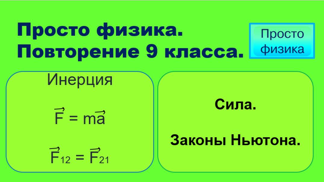 Повторение 9 класса. Физика. Законы Ньютона.