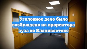 Уголовное дело было возбуждено на проректора вуза во Владивостоке