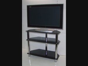 недорогая угловая тумба из стекла металла ТВС 80х40.3|3