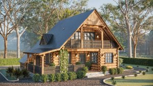 Идеальный дизайн дома из бревна? 🏠 4 спальни, размер (8х10 м)