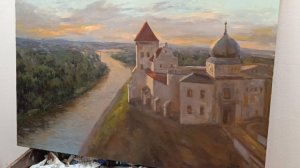Как написать закат маслом? Архитектура Гродно. Художник Голубев Александр.
