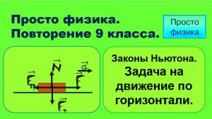 Повторение 9 класса. Физика. Задача на закон Ньютона. Движение по горизонтали.