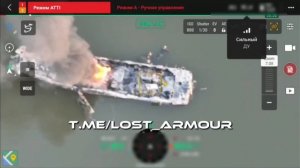 Удар FPV-дроном по катеру SOC-R с личным составом ВСУ (Херсонская область).