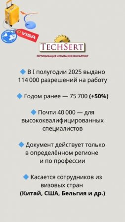 🧾 Поток визовых специалистов в Россию растёт

#миграция #трудовыеразрешения #рабочиевизы #высокаяк