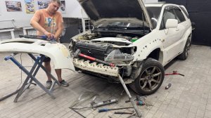 Восстанавливаем тачку Владика после дтп с помощью кувалды.TOYOTA HARRIER. Автохлама.нет LIFE.