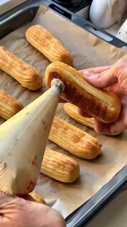 ПРОФИТРОЛИ С НЕЖНЫМ КРЕМОМ  #рецепты #десерты #вкусноипросто #рекомендации #рек #эклеры