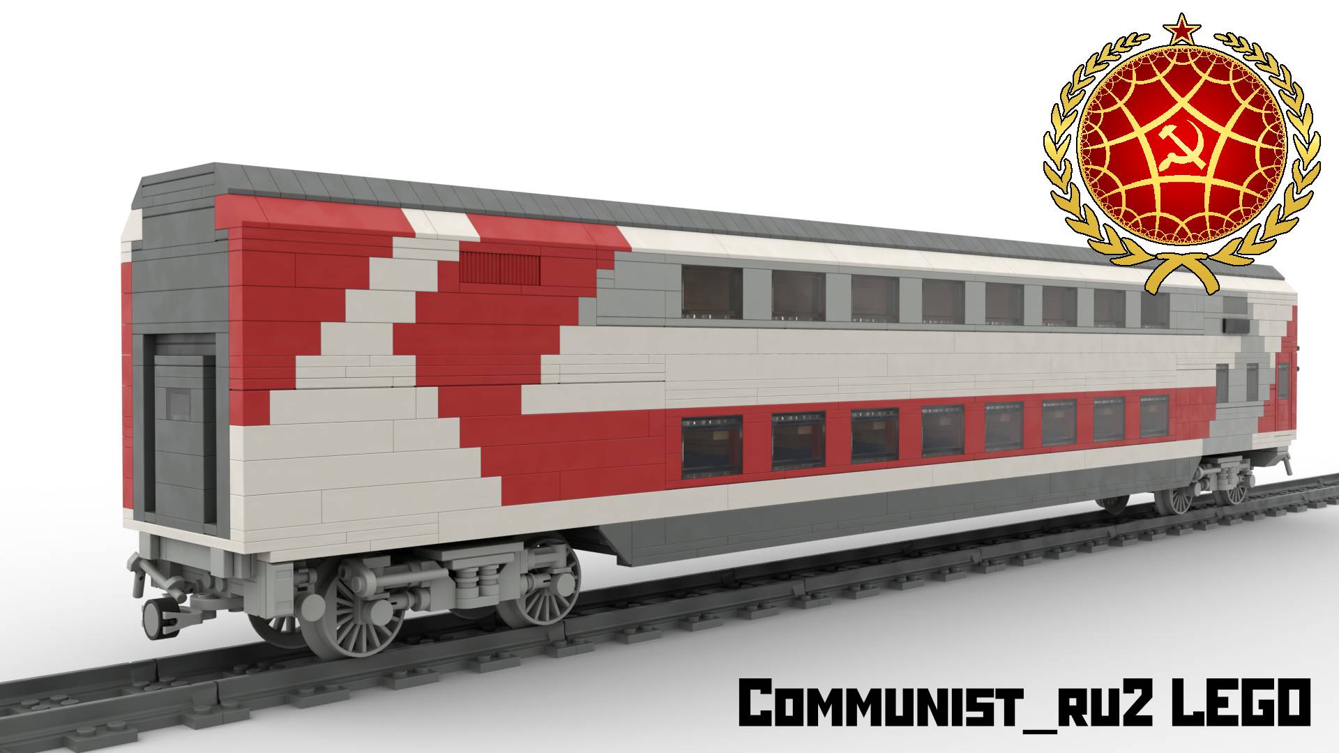 Двухэтажный пассажирский вагон ТВЗ 61-4465 из ЛЕГО (инструкция по сборке) смотреть онлайн