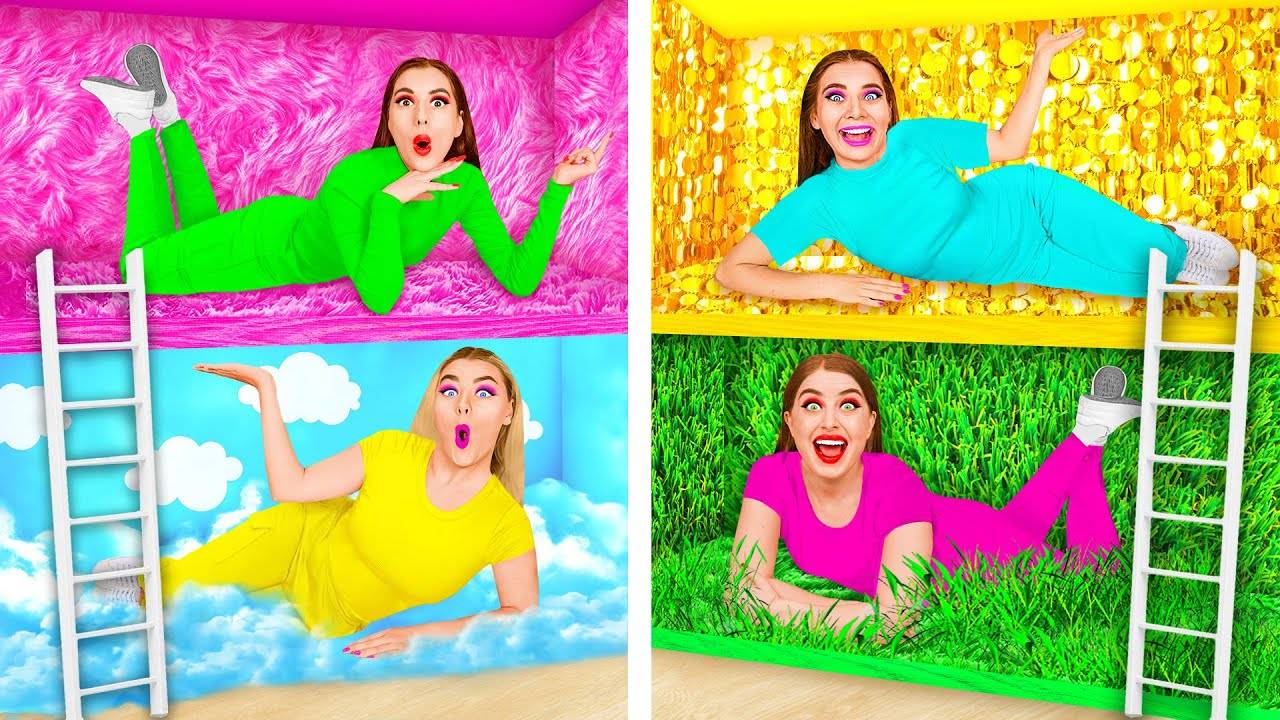 Секретные Домики под Кроватью Четыре Цвета Челлендж   Смешные Моменты от BaRaDa Challenge смотреть онлайн