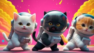 весёлые коты в скафандрах