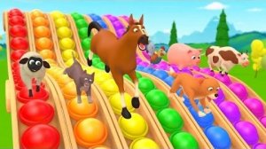 Малыш ИЗУЧАЕТ ЦВЕТА с помощью слайдера PopIt и песенки RAINBOW | Детские стишки о животных на ферме
