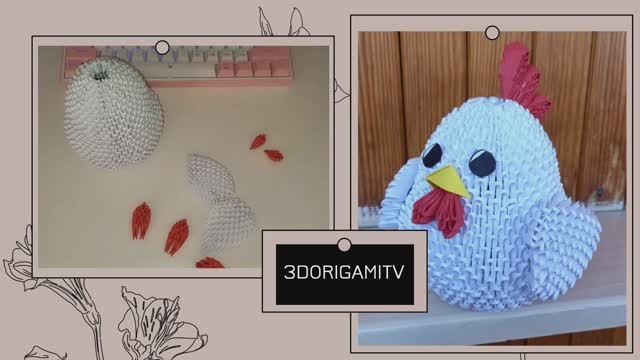 Курица модульное оригами часть 2✧ Chicken modular origami part 2✧ 3d origami tutorial Chicken смотреть онлайн