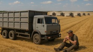 14 дней живу в КАМАЗЕ... 🔥 ПОЖАР НА УБОРКЕ 🌾 УРОЖАЯ 2025... Дальнобой