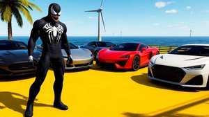 Мультики про машинки. Машины прыгают и летают на дороге с препятствиями.