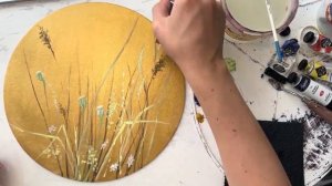 Как нарисовать маки акрилом | Яркий летний букет на золотом фоне