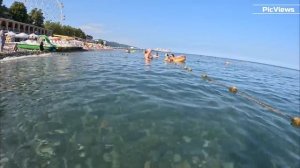 Сочи Лазаревское пляж Калипсо сегодня 23 июля 2025. Обстановка на море, погода сейчас в Лазаревском