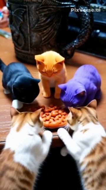 Коты балуются под нейросетью. смотреть онлайн