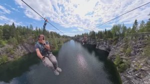 Зиплайн над Мраморным каньоном в Рускеале, Карелия