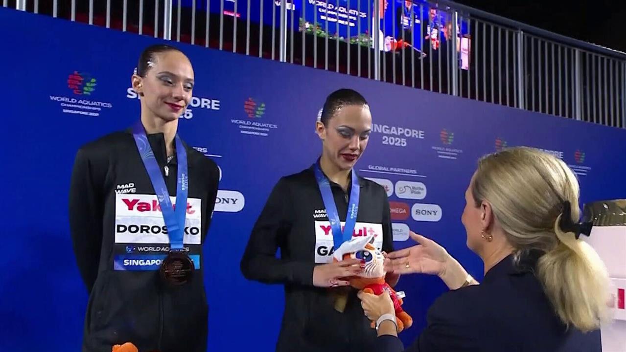 Т. Гайдай и М. Дорошко завоевали бронзу в произвольной программе дуэтов на ЧМ по водным видам спорта