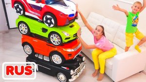 Влад и Ники. Весёлые истории с разными машинками для детей!