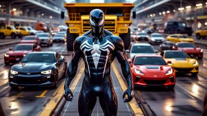 Мультики про машинки. Супер герой испытывает разные автомобиле на обрывистой дороге.