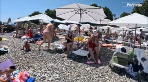 Сочи Лазаревское сегодня 24 июля 2025. Пляж Бирюза, Дельфин. Море и погода в Лазаревском сейчас
