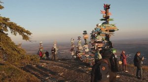 На вершине горы Машук (Россия, Пятигорск) на закате.