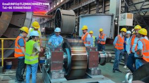 Роликовый узел опорного колеса вращающейся печи. Обжиг цементного клинкера. Сжигание отходов.