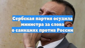 Сербская партия осудила министра за слова о санкциях против России