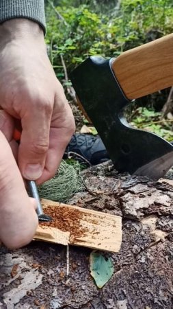 разведение костра огнивом в лесу