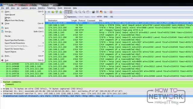Wireshark 12 - Добавляем аннотации, сохраняем и экспортируем пакеты