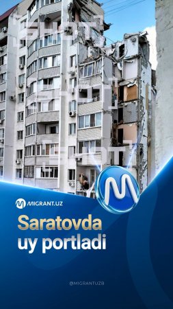 Saratovdagi ko‘p qavatli binoda portlash