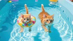Котики и бассейн