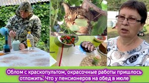 Облом с краскопультом, окрасочные работы отложили. Что у пенсионеров на обед в июле