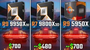 RYZEN 9 9950X3D vs RYZEN 7 9800X3D vs RYZEN 9 5950X | Test in 6 Games