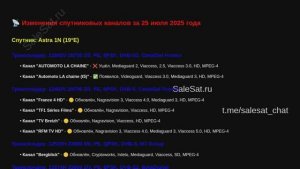 Новости транспондеров от 25.07.25