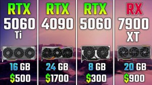 RTX 5060 Ti vs RTX 4090 vs RTX 5060 vs RX 7900 XT | Test in 7 Games