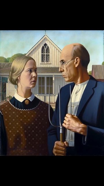 Ожившая картина Гранта Вуда «Американская готика» смотреть онлайн