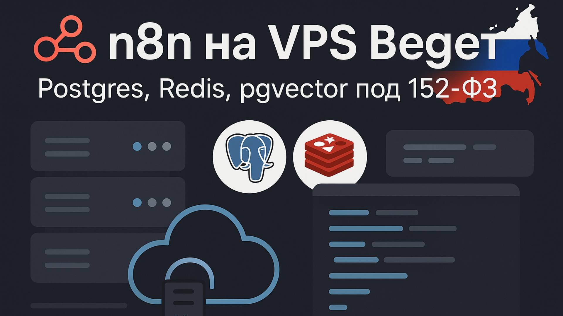 Установка n8n на VPS Beget 2025 с Postgres, Redis и pgvector — с доменом и 152-ФЗ