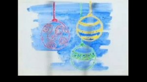 Рисуем вместе с детьми, веточку елки с новогодними игрушками, легко и просто.