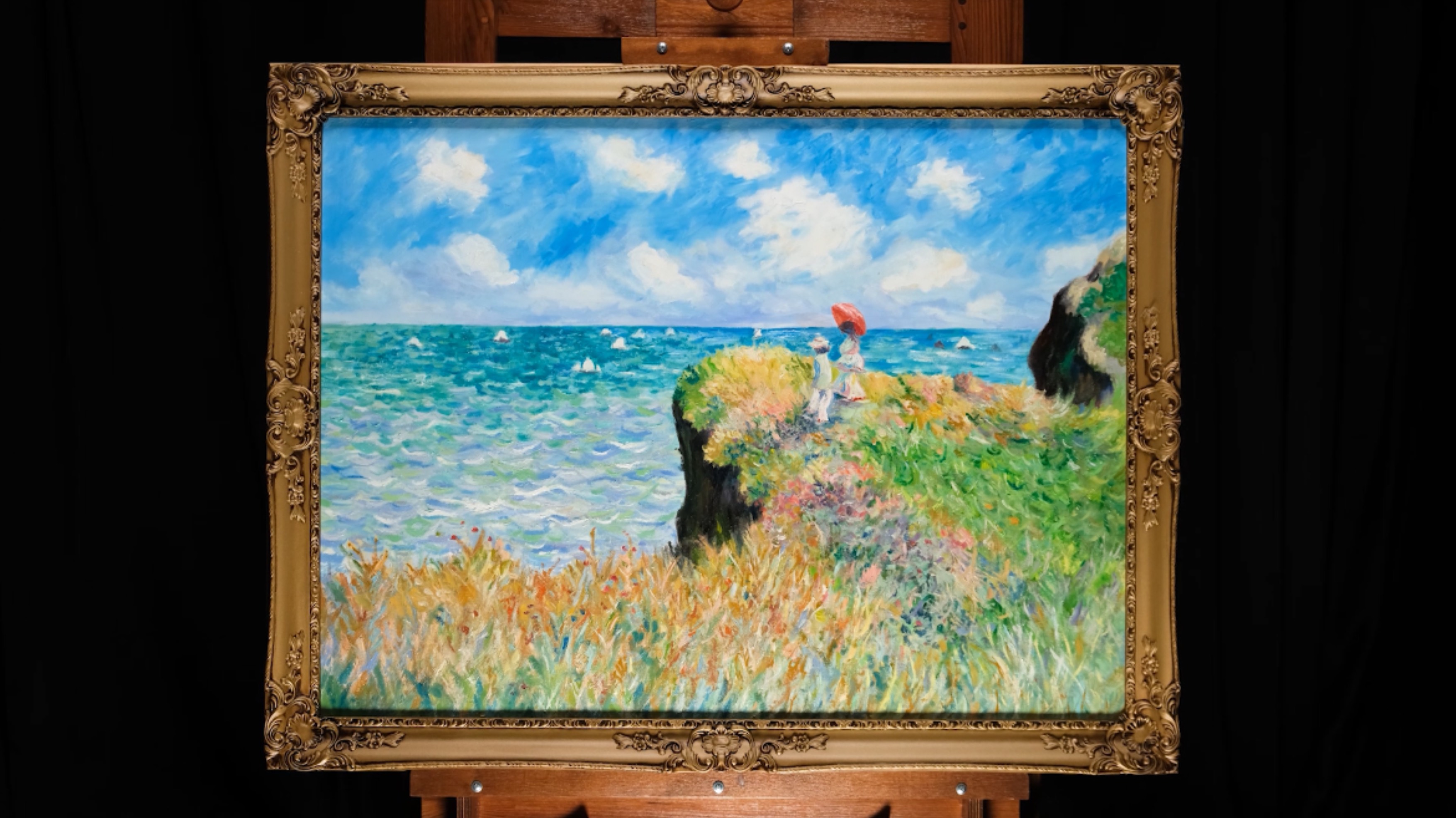 Клод Моне "Прогулка к утёсу в Пурвиле" смотреть онлайн