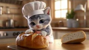 Роскошный завтрак для милого котенка