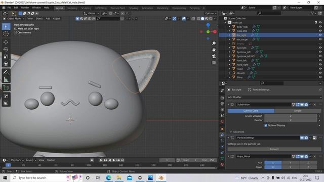 584846-10 - Ears Hair Lesson 9 - From 2D Illustration to 3D Your first day in Blender 3D